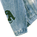 Palm Angels Men's Light Blue Logo Patches Denim Jacket
