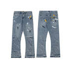 Gallery Dept Distressed Raw Edge Jeans with Splashes of Ink