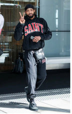 Saint Michael Logo-Print Cotton-Blend Jersey Hoodie