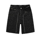 Purple Brand Crystal Diamond Denim Shorts #5095