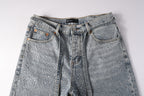 Purple Brand Crystal Diamond Denim Shorts #5096