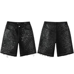 Purple Brand Crystal Diamond Denim Shorts #5103