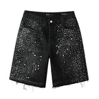 Purple Brand Crystal Diamond Denim Shorts #5103