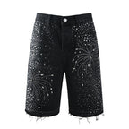 Purple Brand Crystal Diamond Denim Shorts #5103