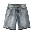Purple Brand Crystal Diamond Denim Shorts #5102