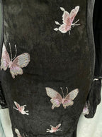 2-Piece Dark Fairy Butterfly Embroidered Velvet Dress with Choker