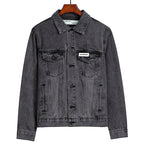 OFF WHITE Letter Arrow Washed Distressed Denim Jacket