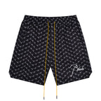 Rhude Letter Embroidered Hip Hop  Casual Split Shorts