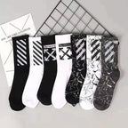 2 Pairs Mens Womens Off Arrow Crew Socks White XX Comfort Breathable Causal Sock