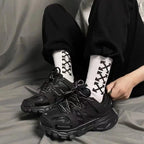 2 Pairs Mens Womens Off Arrow Crew Socks White XX Comfort Breathable Causal Sock