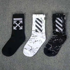 2 Pairs Mens Womens Off Arrow Crew Socks White XX Comfort Breathable Causal Sock