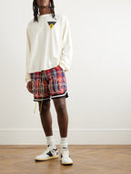 RHUDE Logo-Embroidered Checked Cotton-Flannel Drawstring Shorts